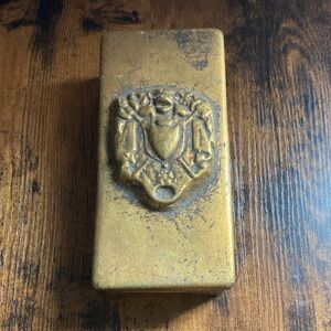 Vintage JARU Pottery MCM Trinket Box Olive Green Interior 4x7